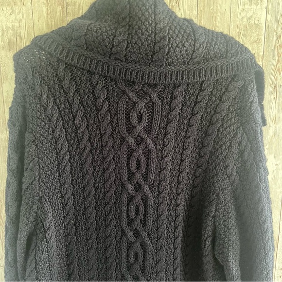 Saol Aran Irish Knit Cardigan Wool Blend Coatigan Fisherman Navy XL - Picture 7 of 11